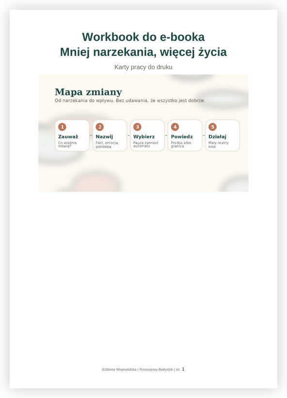 Workbook do e-booka Mniej narzekania, więcej życia